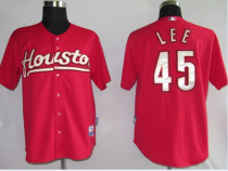 Mitchell and Ness Houston Astros #45 Carlos Lee Red Stitched Throwback MLB Jersey