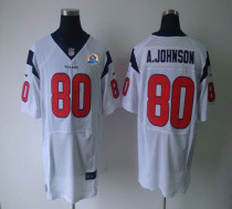 Nike Houston Texans -80 Andre Johnson White With Hall of Fame 50th Patch Mens Stitched NFL Elite Jer