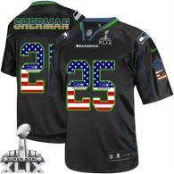 Nike Seattle Seahawks #25 Richard Sherman Black Super Bowl XLIX Men‘s Stitched NFL Elite USA Flag Fa