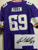Nike Men's Minnesota Vikings #69 Jared Allen Purple Stitched NFL Elite Autographed Jersey