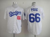 Los Angeles Dodgers -66 Yasiel Puig White Cool Base Stitched MLB Jersey