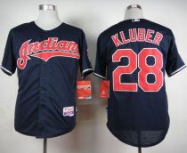 Cleveland Indians -28 Corey Kluber Navy Cool Base Stitched MLB Jersey