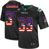 Nike Miami Dolphins #39 Larry Csonka Black Men's Stitched NFL Elite USA Flag Fashion Jersey