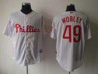 Philadelphia Phillies #49 Vance Worley White Red Strip Cool Base Stitched MLB Jersey