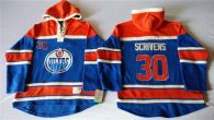 Edmonton Oilers -30 Ben Scrivens Light Blue Sawyer Hooded Sweatshirt Stitched NHL Jersey