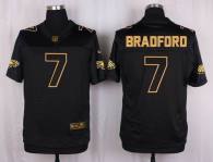 Nike Philadelphia Eagles -7 Sam Bradford Black Stitched NFL Elite Pro Line Gold Collection Jersey