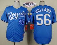 Kansas City Royals -56 Greg Holland Light Blue Alternate 1 Cool Base W 2014 World Series Patch Stitc