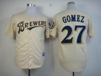 Milwaukee Brewers -27 Carlos Gomez Cream YOUniform Cool Base Stitched MLB Jersey