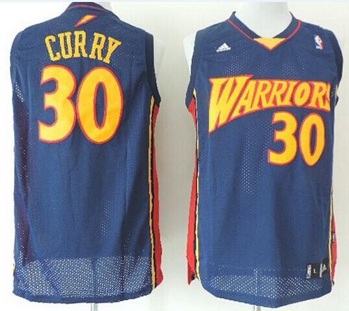 Golden State Warriors -30 Stephen Curry Navy Blue Throwback Stitched NBA Jersey