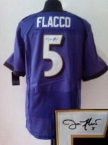Nike Ravens -5 Joe Flacco Purple Team Color Stitched NFL Elite Autographed Jersey