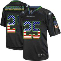 Nike Seattle Seahawks #25 Richard Sherman Black Men‘s Stitched NFL Elite USA Flag Fashion Jersey