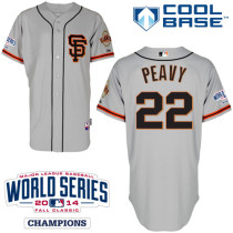 San Francisco Giants #22 Jake Peavy Grey Cool Base Road 2 W 2014 World Series Patch Stitched MLB Jer