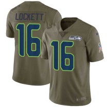 Nike Seahawks -16 Tyler Lockett Olive Stitched NFL Limited 2017 Salute to Service Jersey