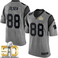 Nike Carolina Panthers #88 Greg Olsen Gray Super Bowl 50 Men's Stitched NFL Limited Gridiron Gray Je