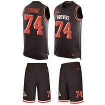 Browns -74 Cameron Erving Brown Team Color Stitched NFL Limited Tank Top Suit Jersey