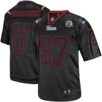 Nike Patriots -87 Rob Gronkowski Lights Out Black With Hall of Fame 50th Patch Stitched NFL Elite Je