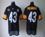 Nike Pittsburgh Steelers #43 Troy Polamalu Black Team Color With C Patch Men's Stitched NFL Elite Je