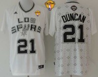 San Antonio Spurs -21 Tim Duncan White New Latin Nights Finals Patch Stitched NBA Jersey