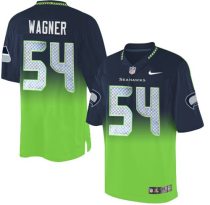 Nike Seahawks -54 Bobby Wagner Steel Blue Green Stitched NFL Elite Fadeaway Fashion Jersey