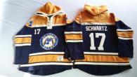 St Louis Blues -17 Jaden Schwartz Navy Blue Gold Sawyer Hooded Sweatshirt Stitched NHL Jersey