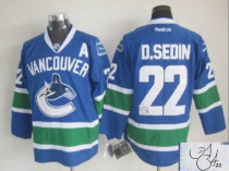 Autographed Vancouver Canucks -22 Daniel Sedin Blue Stitched NHL Jersey