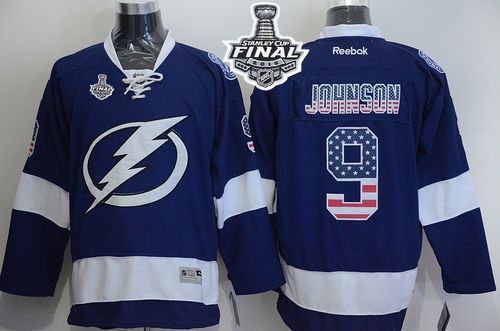 Tampa Bay Lightning -9 Tyler Johnson Blue USA Flag Fashion 2015 Stanley Cup Stitched NHL Jersey