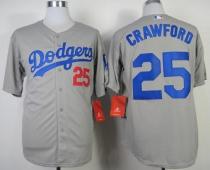Los Angeles Dodgers -25 Carl Crawford Grey Cool Base Stitched MLB Jersey