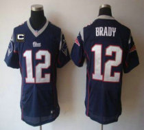 Nike Patriots -12 Tom Brady Navy Blue Team Color With C Patch Stitched NFL Elite Jersey
