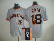 Autographed MLB San Francisco Giants #18 Matt Cain Grey Stitched Jersey