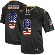 Nike New Orleans Saints #9 Drew Brees Black Men's Stitched NFL Elite USA Flag Fashion Jersey