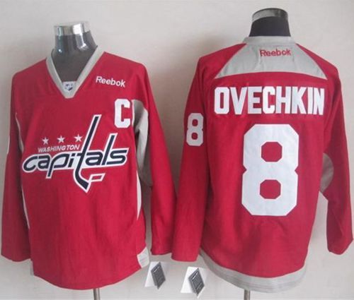 Washington Capitals -8 Alex Ovechkin Red Practice Stitched NHL Jersey