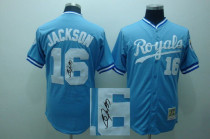 Mitchell and Ness Autographed MLB Kansas City Royals -16 Bo Jackson Light Blue Stitched Thrwoback Je