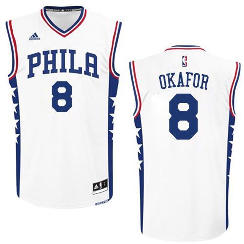 Philadelphia 76ers -8 Jahlil Okafor White Stitched NBA Jersey