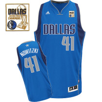Dallas Mavericks Champion Patch #41 Dirk Nowitzki Baby Blue Revolution 30 Stitched Youth NBA Jersey