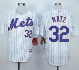 New York Mets -32 Steven Matz White Blue Strip  Home Cool Base Stitched MLB Jersey