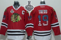 Chicago Blackhawks -19 Jonathan Toews Red USA Flag Fashion 2015 Stanley Cup Stitched NHL Jersey
