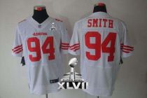 Nike San Francisco 49ers #94 Justin Smith White Super Bowl XLVII Men's Stitched NFL Elite Jersey