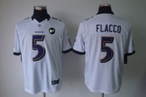 Nike Ravens -5 Joe Flacco White With Art Patch Stitched NFL Limited Jersey