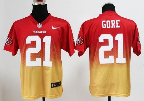 Nike San Francisco 49ers #21 Frank Gore Red Gold Men‘s Stitched NFL Elite Fadeaway Fashion Jersey