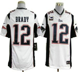 Nike Patriots -12 Tom Brady White With C Patch Stitched NFL Game Jersey