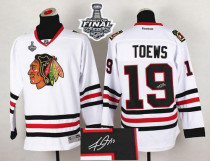 Chicago Blackhawks -19 Jonathan Toews White Autographed 2015 Stanley Cup Stitched NHL Jersey