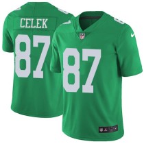 Nike Eagles -87 Brent Celek Green Stitched NFL Limited Rush Jersey