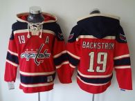 Washington Capitals -19 Nicklas Backstrom Red Sawyer Hooded Sweatshirt Stitched NHL Jersey