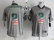 Nike Seattle Seahawks #3 Russell Wilson Grey Super Bowl XLIX Men‘s Stitched NFL Elite USA Flag Fashi