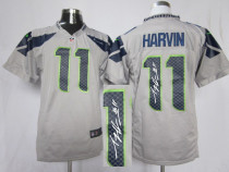 Nike NFL Seattle Seahawks #11 Percy Harvin Grey Alternate Men's Stitched Elite Autographed Jersey