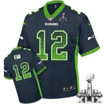 Nike Seattle Seahawks #12 Fan Steel Blue Team Color Super Bowl XLIX Men‘s Stitched NFL Elite Drift F