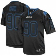 Nike Lions -90 Ndamukong Suh Lights Out Black Stitched NFL Elite Jersey