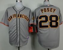 San Francisco Giants #28 Buster Posey Grey Road Cool Base Stitched MLB Jersey