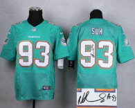 Nike Miami Dolphins -93 Ndamukong Suh Aqua Green Team Color Stitched NFL Elite Autographed Jersey