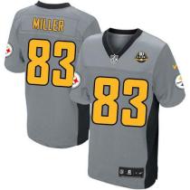 Nike Pittsburgh Steelers #83 Heath Miller Grey Shadow With 80TH Patch Men's Stitched NFL Elite Jerse